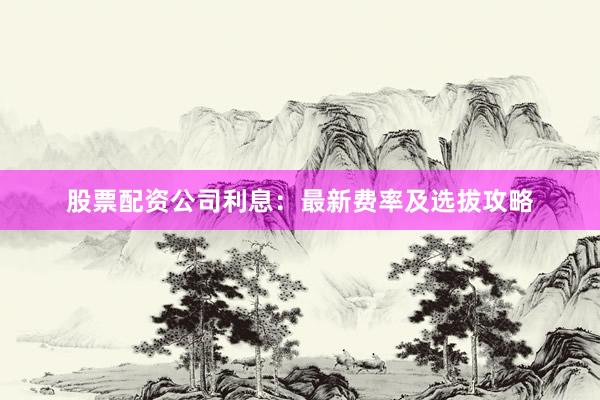 股票配资公司利息：最新费率及选拔攻略