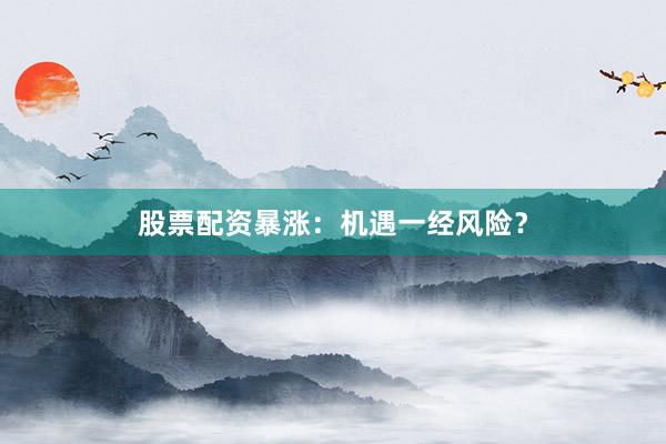 股票配资暴涨：机遇一经风险？