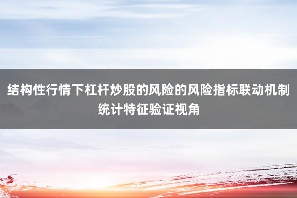 结构性行情下杠杆炒股的风险的风险指标联动机制统计特征验证视角