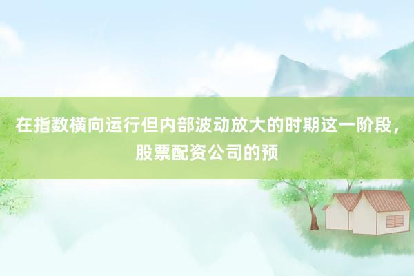 在指数横向运行但内部波动放大的时期这一阶段，股票配资公司的预