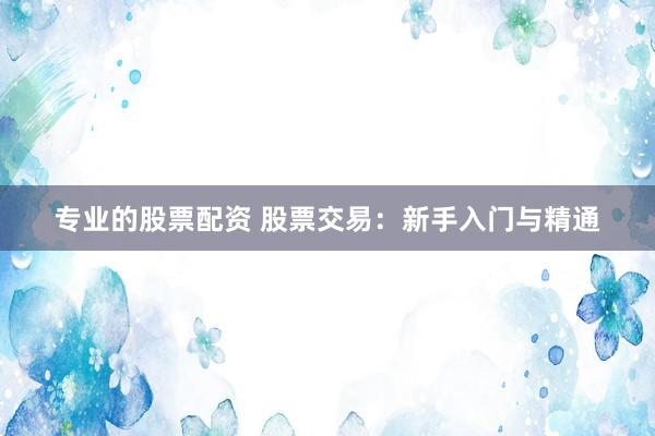 专业的股票配资 股票交易：新手入门与精通