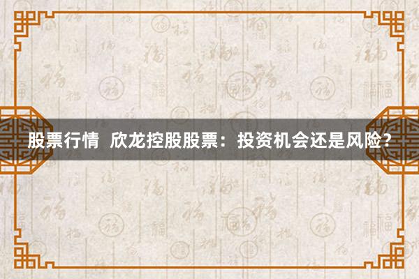 股票行情 欣龙控股股票:投资机会还是风险?