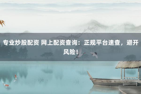 专业炒股配资 网上配资查询：正规平台速查，避开风险！
