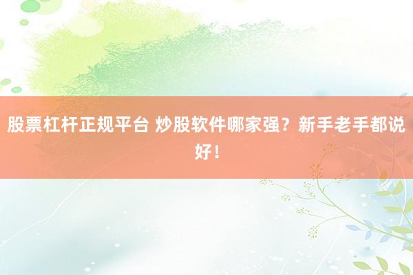 股票杠杆正规平台 炒股软件哪家强？新手老手都说好！